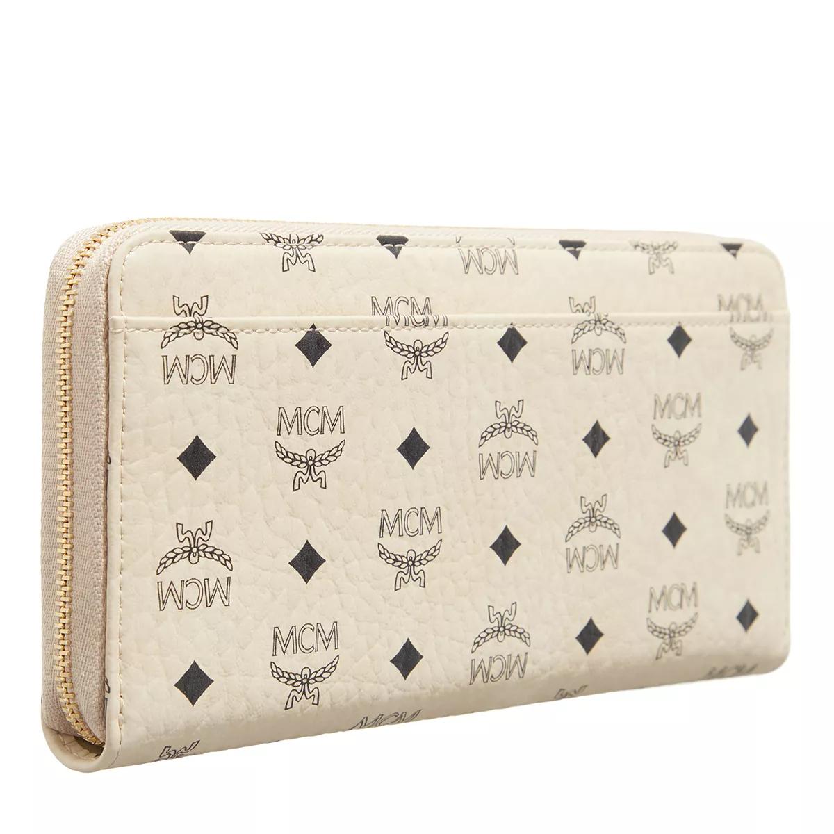 MCM Portemonnaie - Aren Visetos Zip Around Large - Gr. unisize - in Creme - für Damen von MCM