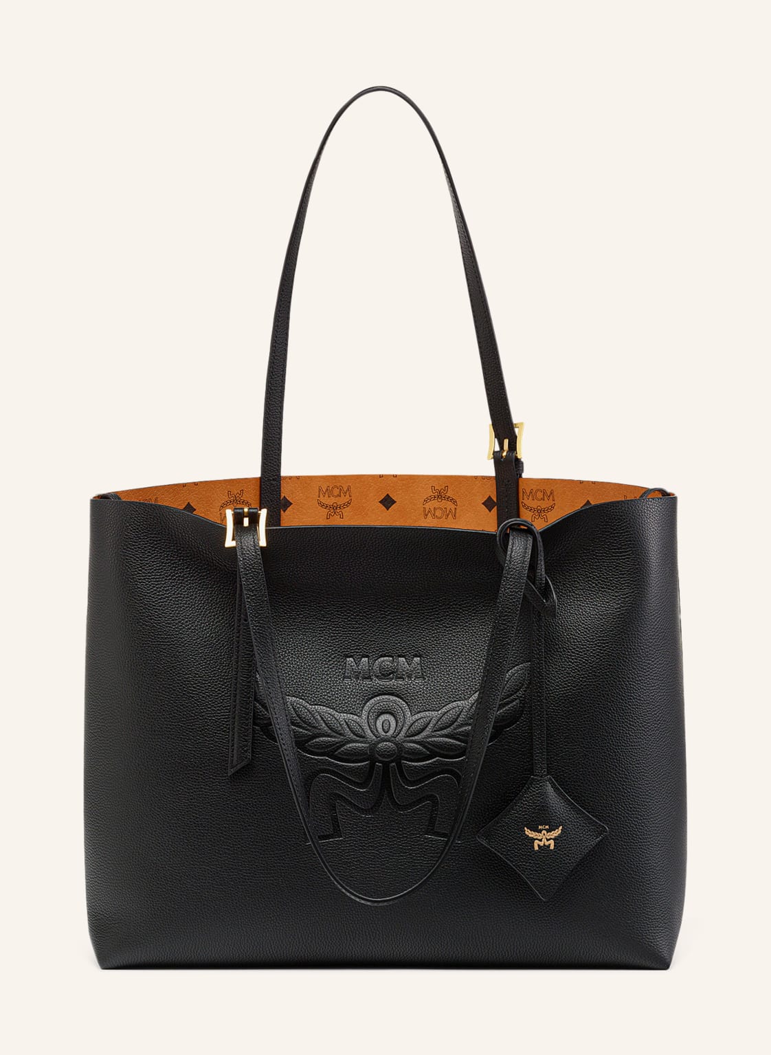 Mcm Shopper Himmel Medium Zum Wenden schwarz von MCM