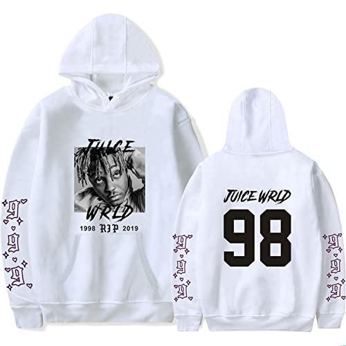 Juice wrld Hoodies Clothes Hoodies Jungen Mädchen lockerer Kapuzenpullover Top Streetwear juice wrld Merch Cosplay dunklen Stil Kleidung Hip Hop Style Männer und Frauen (Color : White 5, Size : L) von MCMYCO