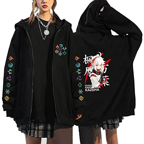 MCMYCO Genshin Impact Merch Kapuzenpullover Hoodie Damen Unisex Warm Pullover Jacke Mit Kapuze Sweatjack Zip-up Kapuzenpullover 3D-Druck Anime Kleidung Cosplay (Color : 2, Size : L) von MCMYCO