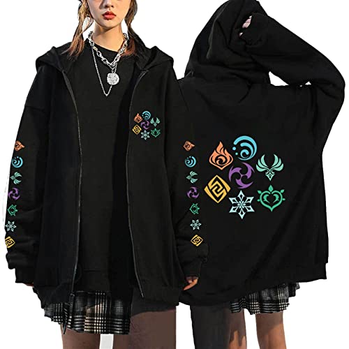 MCMYCO Genshin Impact Merch Kapuzenpullover Hoodie Damen Unisex Warm Pullover Jacke Mit Kapuze Sweatjack Zip-up Kapuzenpullover 3D-Druck Anime Kleidung Cosplay (Color : 4, Size : L) von MCMYCO