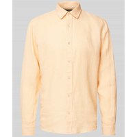 MCNEAL Regular Fit Freizeithemd aus reinem Leinen mit Logo-Stitching in Apricot, Größe XXL von MCNEAL