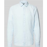 MCNEAL Regular Fit Freizeithemd aus reinem Leinen mit Logo-Stitching in Hellblau, Größe XXL von MCNEAL
