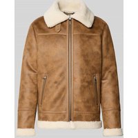 MCNEAL Regular Fit Jacke mit Kunstfellkragen in Leder-Optik in Cognac, Größe XXXXL von MCNEAL