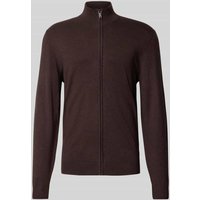 MCNEAL Slim Fit Strickjacke aus Viskose-Mix mit Reißverschluss in Schoko Melange, Größe S von MCNEAL