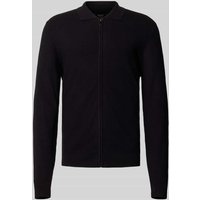 MCNEAL Slim Fit Strickjacke aus Viskose-Mix mit Umlegekragen in Black, Größe XL von MCNEAL