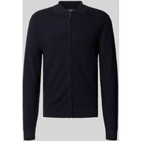 MCNEAL Slim Fit Strickjacke aus Viskose-Mix mit Umlegekragen in Marine, Größe XXL von MCNEAL