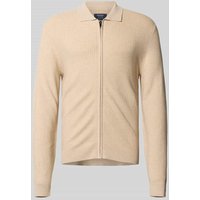 MCNEAL Slim Fit Strickjacke aus Viskose-Mix mit Umlegekragen in Sand Melange, Größe M von MCNEAL