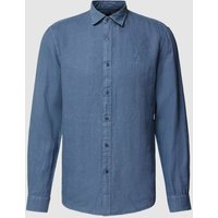 MCNEAL Tailored Fit Freizeithemd mit Label-Stitching in Jeansblau, Größe L von MCNEAL