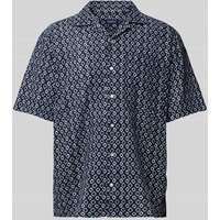 MCNEAL Tailored Fit Leinenhemd mit Allover-Muster in Dunkelblau, Größe M von MCNEAL