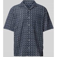 MCNEAL Tailored Fit Leinenhemd mit Allover-Muster in Dunkelblau, Größe XXXL von MCNEAL