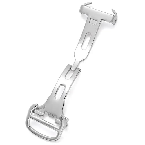 MCNVNEFSAW 12 14 16 mm 18 mm 20 mm Edelstahl-Faltschließe for Lederbandschnalle Damen Herren Universal-Gürteluhrverschluss Zubehör Verschluss(Silver,12mm) von MCNVNEFSAW
