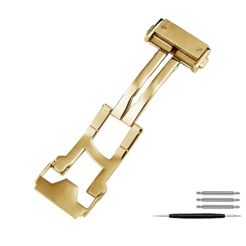 MCNVNEFSAW 18 22mm Massive Edelstahl Schnalle Männer Frauen Leder Uhr Band Matel Faltschließe Zubehör for Werkzeug Verschluss(Gold-18mm) von MCNVNEFSAW