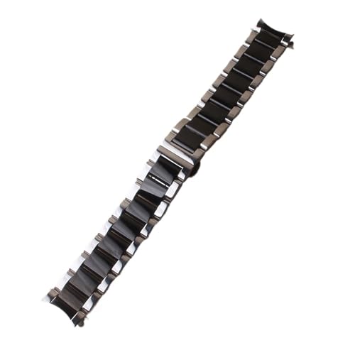 MCNVNEFSAW 18 mm 19 mm 20 mm 21 mm 22 mm 24 mm Edelstahl-Uhrenarmband, Silber for schwarzem gebogenem Ende, Uhrenarmbänder, Damen- und Herren-Metallarmband Verschluss(21mm) von MCNVNEFSAW