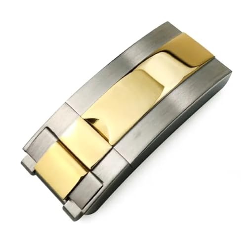 MCNVNEFSAW 9 x 9 mm Uhrenarmbandverschluss passend for Rolex DAYTONA SUBMARINER GMT Yacht-Master, Edelstahl, Feineinstellung, Zugknopf-Uhrenschnalle, 9 x 16 mm Verschluss(Polish-SilverGold) von MCNVNEFSAW
