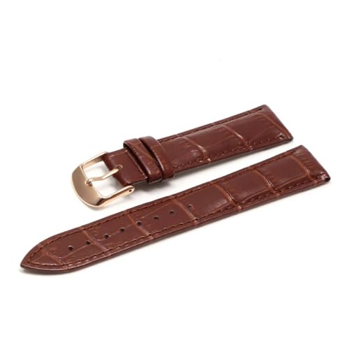 MCNVNEFSAW Armband 18mm 20m 22mm Uhrenarmband 24mm Echtlederarmband Armbanduhr Damenarmband Uhrenarmband(Brown RG,18mm) von MCNVNEFSAW