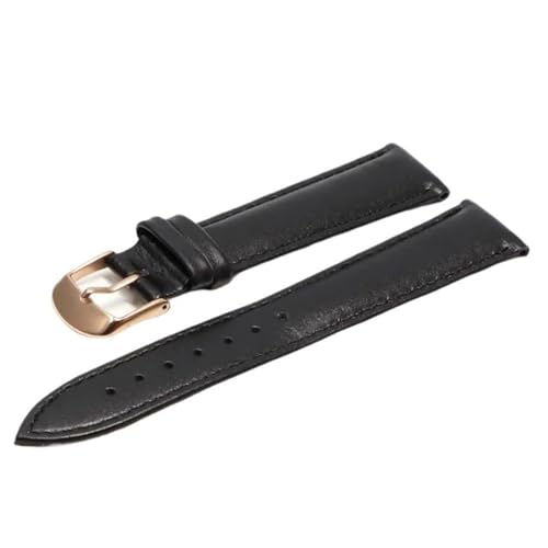 MCNVNEFSAW Braunes Lederarmband mit Roségold-Verschlussarmband 18 mm 20 Uhrenarmband 22 for alle Uhren Uhrenarmband(Black RG,24mm) von MCNVNEFSAW