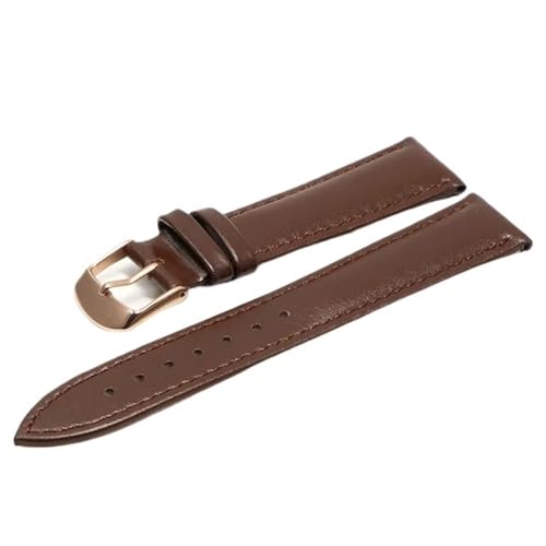 MCNVNEFSAW Braunes Lederarmband mit Roségold-Verschlussarmband 18 mm 20 Uhrenarmband 22 for alle Uhren Uhrenarmband(Dark brown RG,14mm) von MCNVNEFSAW