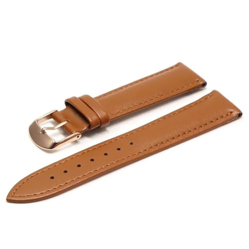MCNVNEFSAW Braunes Lederarmband mit Roségold-Verschlussarmband 18 mm 20 Uhrenarmband 22 for alle Uhren Uhrenarmband(Light Brown RG,18mm) von MCNVNEFSAW
