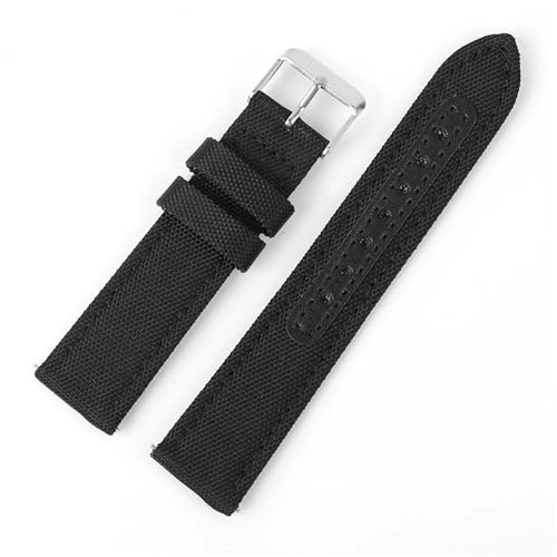 MCNVNEFSAW Canvas + Leder Uhrenarmband 20MM Blau Schwarz Grün Herren Uhrenarmband Schnellverschluss Handgemachtes Armband Uhrenarmband(schwarz) von MCNVNEFSAW