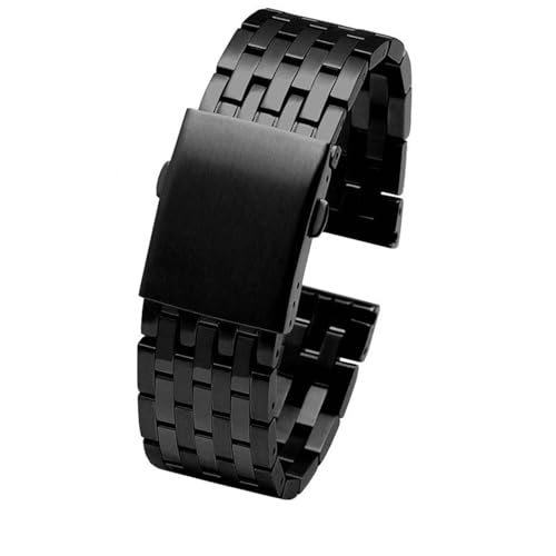 MCNVNEFSAW Edelstahl-Armband passend for Diesel DZ7263 DZ7330 DZ4358 Uhrenarmband Schwarz Silber 22 mm 24 mm 26 mm 28 mm 30 mm 32 mm Uhrenarmband(A-Black,22mm) von MCNVNEFSAW