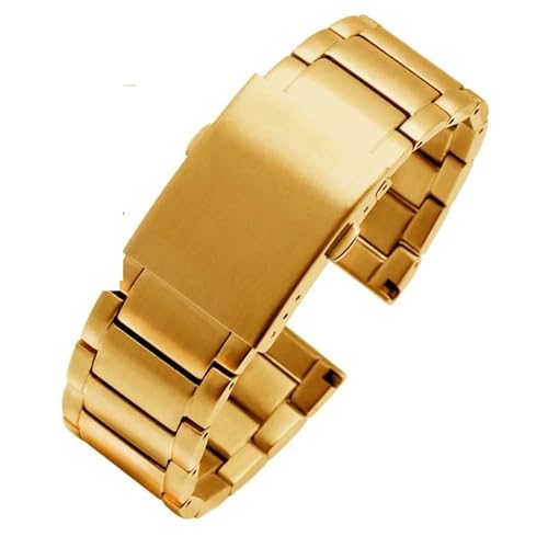 MCNVNEFSAW Edelstahl-Armband passend for Diesel DZ7263 DZ7330 DZ4358 Uhrenarmband Schwarz Silber 22 mm 24 mm 26 mm 28 mm 30 mm 32 mm Uhrenarmband(Gold,22mm) von MCNVNEFSAW
