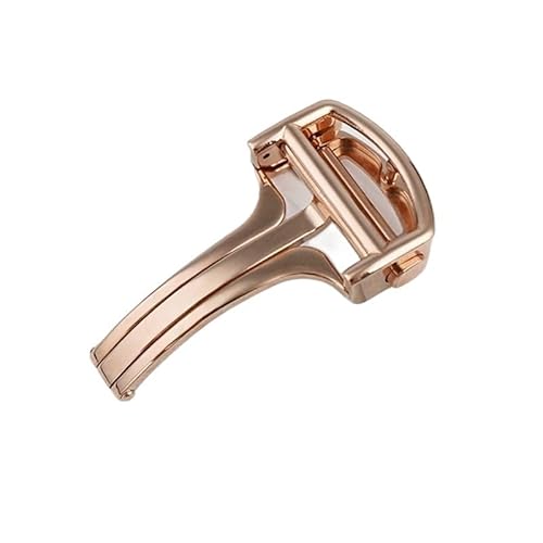 MCNVNEFSAW Faltschließe aus Edelstahl, passend for Cartier Blue Balloon Watch, Schnalle passend for Santos Pasha Tank Gürtel, Schleifenschnalle, Zubehör Verschluss(Rose Gold,16mm) von MCNVNEFSAW
