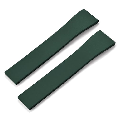 MCNVNEFSAW Fluorkautschuk-Uhrenarmband CTS FKM-Armband 16 18 19 20 21 22 mm, zuschneidbar, Schnellverschluss, verstellbar, Universalarmband, schwarze Schnalle Verschluss(Green No Buckle,22mmx18mm) von MCNVNEFSAW