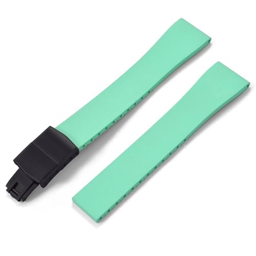 MCNVNEFSAW Fluorkautschuk-Uhrenarmband CTS FKM-Armband 16 18 19 20 21 22 mm, zuschneidbar, Schnellverschluss, verstellbar, Universalarmband, schwarze Schnalle Verschluss(Mint Black Buckle,18mmx16mm) von MCNVNEFSAW