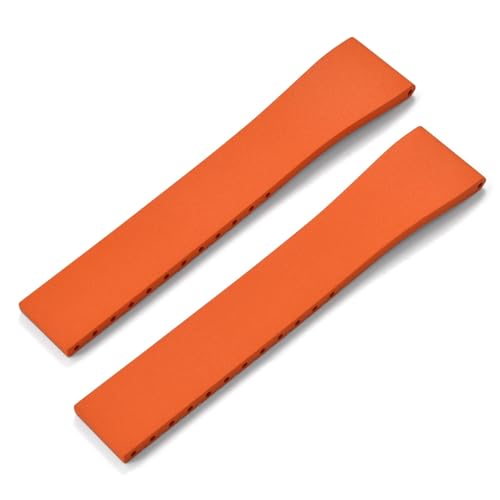 MCNVNEFSAW Fluorkautschuk-Uhrenarmband CTS FKM-Armband 16 18 19 20 21 22 mm, zuschneidbar, Schnellverschluss, verstellbar, Universalarmband, schwarze Schnalle Verschluss(Orange No Buckle,21mmx18mm) von MCNVNEFSAW