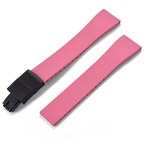 MCNVNEFSAW Fluorkautschuk-Uhrenarmband CTS FKM-Armband 16 18 19 20 21 22 mm, zuschneidbar, Schnellverschluss, verstellbar, Universalarmband, schwarze Schnalle Verschluss(Pink Black Buckle,18mmx16mm) von MCNVNEFSAW