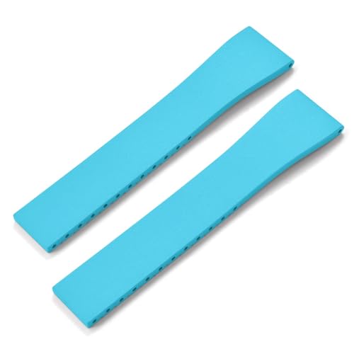 MCNVNEFSAW Fluorkautschuk-Uhrenarmband CTS FKM-Armband 16 18 19 20 21 22 mm, zuschneidbar, Schnellverschluss, verstellbar, Universalarmband, schwarze Schnalle Verschluss(SkyBlue No Buckle,16mmx14mm) von MCNVNEFSAW