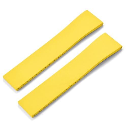 MCNVNEFSAW Fluorkautschuk-Uhrenarmband CTS FKM-Armband 16 18 19 20 21 22 mm, zuschneidbar, Schnellverschluss, verstellbar, Universalarmband, schwarze Schnalle Verschluss(Yellow No Buckle,18mmx16mm) von MCNVNEFSAW