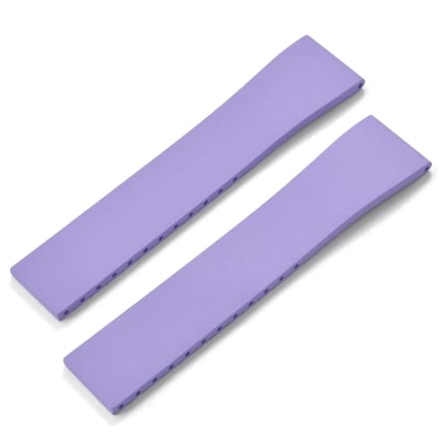 MCNVNEFSAW Gummi-Uhrenarmband 16 mm 18 mm 19 mm 20 mm 21 mm 22 mm FKM CTS-Uhrenarmband Schnellverschluss Schmetterling Silberschnalle Zuschneidbar Verschluss(Purple2 No Buckle,20mmx16mm) von MCNVNEFSAW