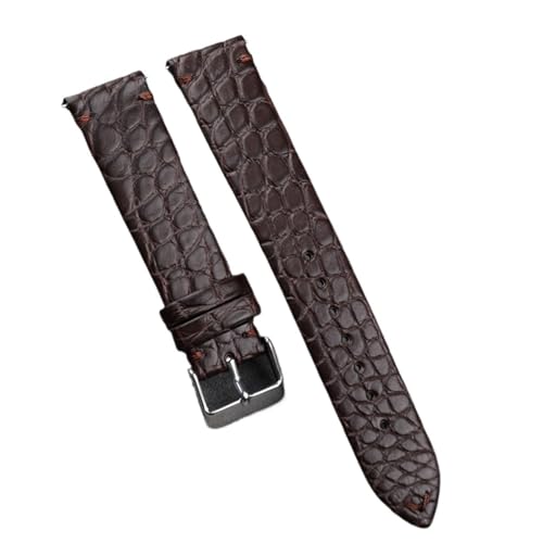 MCNVNEFSAW Handgefertigtes Krokodillederarmband, ultradünnes 18 19 20 21 22MM-Schnellverschlussarmband, weiches ovales Herren-Lederarmband, Retro-Stil Uhrenarmband(B Silver Buckle,19mm) von MCNVNEFSAW