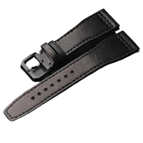 MCNVNEFSAW Handgefertigtes Rindslederarmband, 20 MM 22 MM 21 MM Braun-Schwarzes Herrenarmband, Lederarmband im Vintage-Stil Uhrenarmband(Brack Brack Buckle,22mm) von MCNVNEFSAW