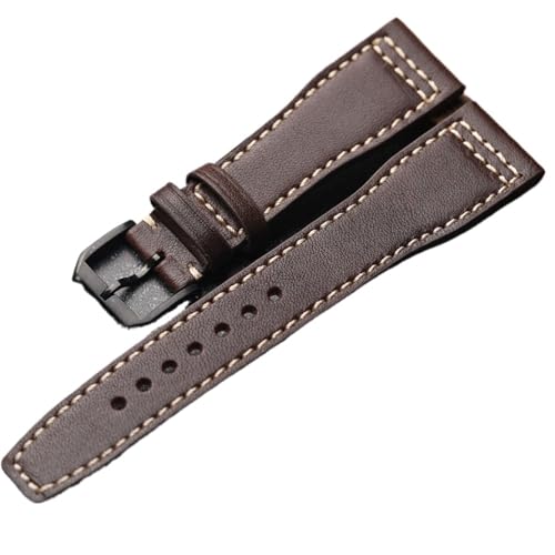 MCNVNEFSAW Handgefertigtes Rindslederarmband, 20 MM 22 MM 21 MM Braun-Schwarzes Herrenarmband, Lederarmband im Vintage-Stil Uhrenarmband(Brown Brack Buckle,20mm) von MCNVNEFSAW