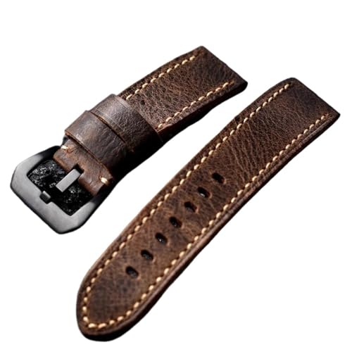 MCNVNEFSAW Handgefertigtes Rindslederarmband, Braun, 20 21 22 MM 23 MM 24 MM 26 MM, Lederverdicktes Herrenarmband im Retro-Stil Uhrenarmband(Brack Buckle,21mm) von MCNVNEFSAW