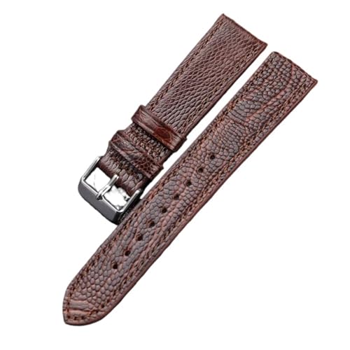 MCNVNEFSAW Handgefertigtes Straußenfuß-Lederarmband 18 mm 19 mm 20 mm 21 mm 22 mm personalisiertes Herrenuhr-Zubehör-Armband Uhrenarmband(Brown sliver,22mm) von MCNVNEFSAW