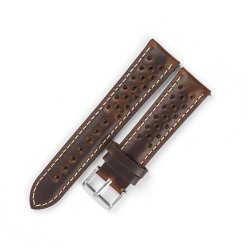 MCNVNEFSAW Handgefertigtes Uhrenarmband aus weichem Ölwachsleder, 18 mm, 19 mm, 20 mm, 21 mm, wasserdicht, porös, atmungsaktiv, Schnellverschluss, Herren-Uhrenarmband Uhrenarmband(6,18mm) von MCNVNEFSAW