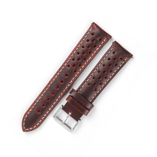 MCNVNEFSAW Handgefertigtes Uhrenarmband aus weichem Ölwachsleder, 18 mm, 19 mm, 20 mm, 21 mm, wasserdicht, porös, atmungsaktiv, Schnellverschluss, Herren-Uhrenarmband Uhrenarmband(schwarz,18mm) von MCNVNEFSAW