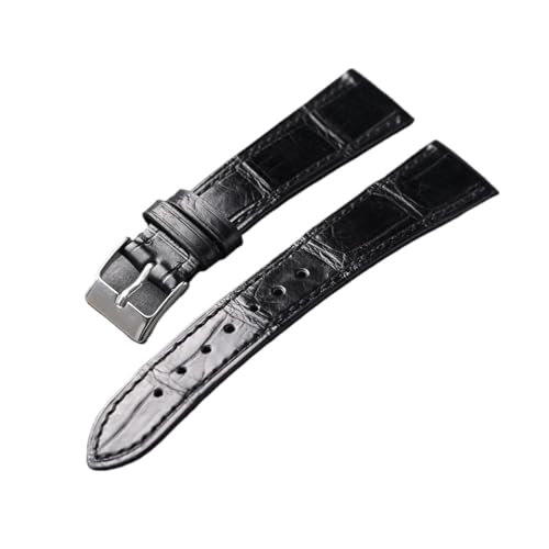 MCNVNEFSAW Handgemachtes Krokodillederarmband, 18 19 20 21 22MM schwarzes Lederarmband, Retro-Lederarmband Uhrenarmband(21mm) von MCNVNEFSAW