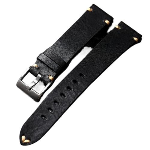 MCNVNEFSAW Handgemachtes Lederarmband Altbraun Schwarz 18 20 22MM Weiches Herren Vintage Armband, Erste Schicht Rindsleder Armband Uhrenarmband(Brack,22mm) von MCNVNEFSAW