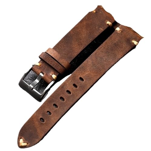 MCNVNEFSAW Handgemachtes Lederarmband Altbraun Schwarz 18 20 22MM Weiches Herren Vintage Armband, Erste Schicht Rindsleder Armband Uhrenarmband(Brown,20mm) von MCNVNEFSAW