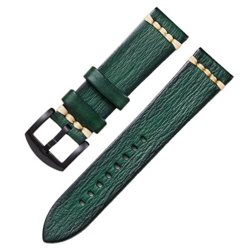 MCNVNEFSAW Handgemachtes Lederarmband Uhrenzubehör Armband Uhrenarmband Uhrenarmband(Green-Black buckle,18mm) von MCNVNEFSAW