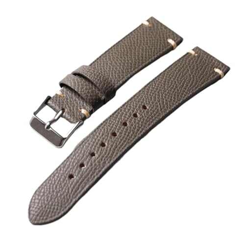 MCNVNEFSAW Handgemachtes Palmkorn-Echtlederarmband 18 19 20 22MM Braun Schwarz Grau Vintage Herrenuhr Armband Geeignet for Antiquitäten Uhrenarmband(A Silver buckle,18mm) von MCNVNEFSAW