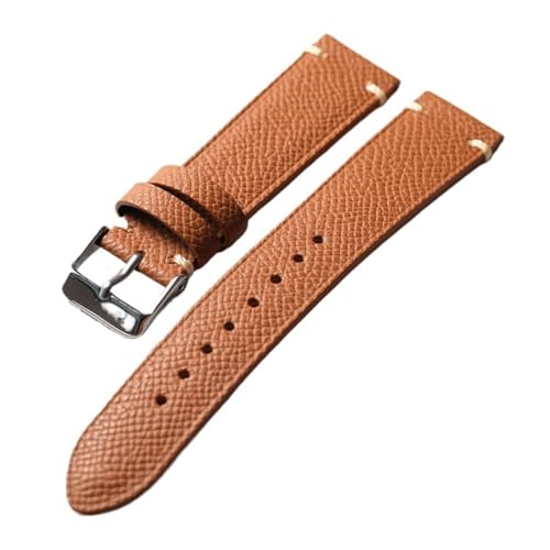 MCNVNEFSAW Handgemachtes Palmkorn-Echtlederarmband 18 19 20 22MM Braun Schwarz Grau Vintage Herrenuhr Armband Geeignet for Antiquitäten Uhrenarmband(C Silver buckle,18mm) von MCNVNEFSAW