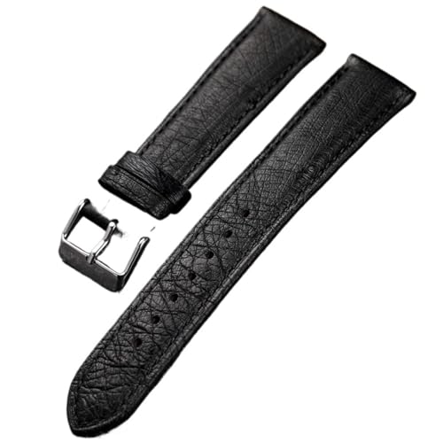 MCNVNEFSAW Handgemachtes südafrikanisches Straußenleder-Uhrenarmband 18 19 20 21 22MM Schwarz Braun Herren Weiches Lederarmband Uhrenarmband(Brack silver buckle,21mm) von MCNVNEFSAW