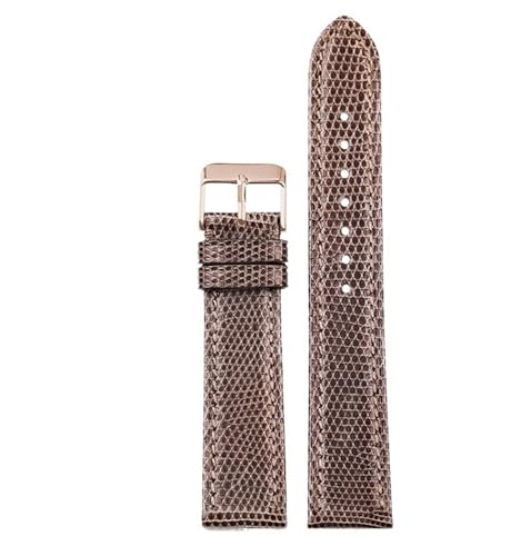 MCNVNEFSAW Handgemachtes ultradünnes Uhrenarmband aus Eidechsenleder 18 19 20 22MM, weiches Lederarmband im Vintage-Stil for Herren Uhrenarmband(Brown rose gold,18mm) von MCNVNEFSAW