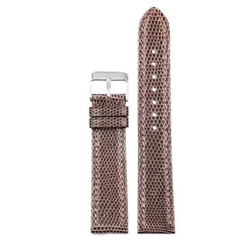MCNVNEFSAW Handgemachtes ultradünnes Uhrenarmband aus Eidechsenleder 18 19 20 22MM, weiches Lederarmband im Vintage-Stil for Herren Uhrenarmband(Silver buckle7,19mm) von MCNVNEFSAW